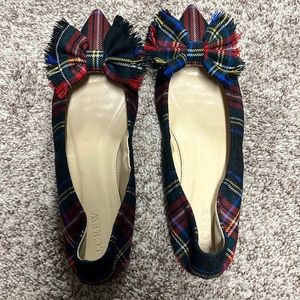 EUC JCrew plaid bow flats